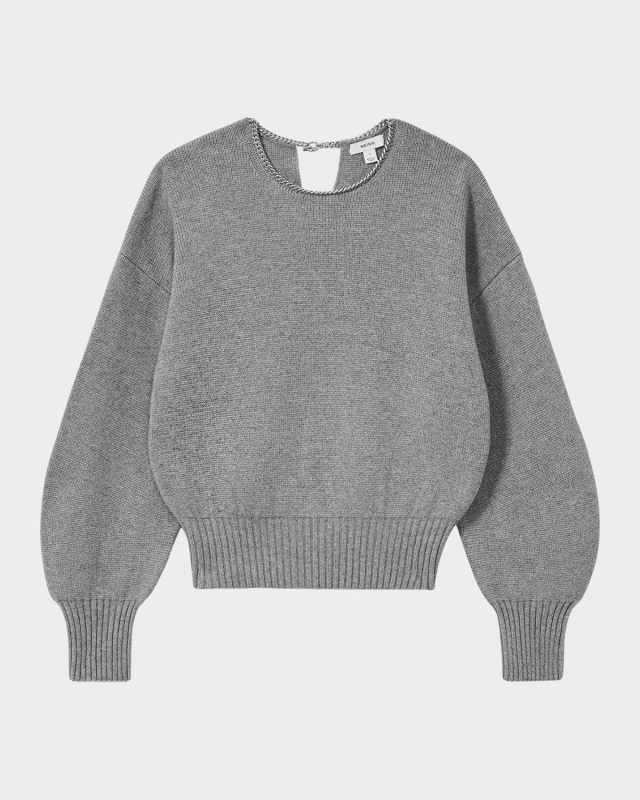 Nadine Blouson-Sleeve Chain Sweater